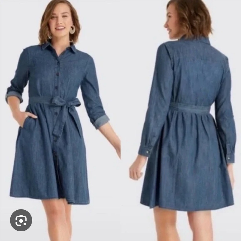 Draper James Blue Buttoned Tie Front Dress